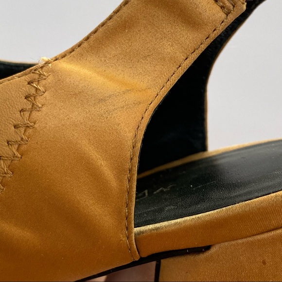 3.1 Phillip Lim Drum brown tan black leather silk lace up slingback chunky heels - Picture 10 of 12